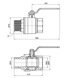 Кран кульовий Thermo Alliance Base 2" ВЗ прямий, PN40, важіль SD605W50 - мініатюра 3