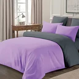 Комплект постільної білизни Love You 3/73, полісатин, євростандарт, фіолетовий з сірим (56004)