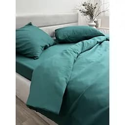 Комплект постільної білизни Ecotton Dark Green євро полісатин темно-зелений (25190) - мініатюра 3