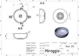 Умивальник Miraggio MARK 375 (0002679) Mirasoft, Матовий, Накладний, Білий - мініатюра 2