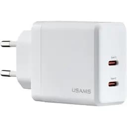 Сетевое зарядное устройство для Usams CC172 T54 40W Dual Type-C Ports GaN Fast Charger (EU) Белый