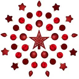 Комплект ялинкових куль і прикрас House of Seasons 40 шт. червоний (8718861796735) - мініатюра 2