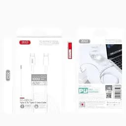 Кабель XO NB124 USB C - USB C 40 W білий - мініатюра 2