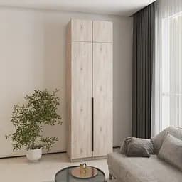 Шкаф 2-дверный с антресолью MebelStar Оскар ДСП BL-B, блок ящиков+полки 80x52x260 см Аляска серый (MBS-4809)