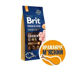Сухий корм для собак середніх порід Brit Premium Dog Adult М з куркою 15 кг - мініатюра 2