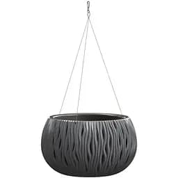 Горшок для цветов Prosperplast Sandy Bowl WS круглый с вкладышем подвесной, 290 мм, антрацит (23100-433)