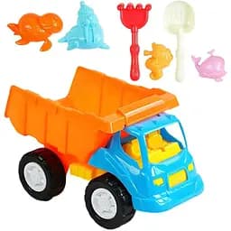 Ігровий набір для пісочниці KZ 6434-2 самоскид, формочки, лопатка та граблі