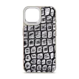 Кожаный чехол для Apple iPhone 15, Harder Kaiju Skin, серый, термополіуретан ТПУ + экокожа с эффектом фактуры монстра, панель, защита корпуса, противоударный, микрофибра, рамка вокру камеры, защита всего корпуса, (ARM76838)
