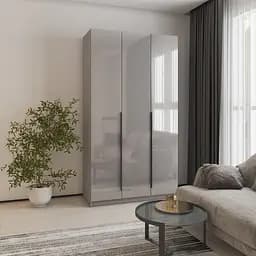 Шафа 3-дверна MebelStar Оскар Gloss BL-B, комплект полиць 120x52x220 см Сіра мишка/Сірий (MBS-5197)