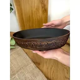 Блюдо під холодець керамічне (глиняне) різьблене Декор - мініатюра 6