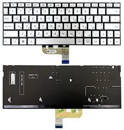 Клавіатура Asus ZenBook 13 UX333FA UX333FN срібляста без рамки Прямий Enter підсвітка PWR UKR Original PRC (0KN1-6A2UA13)