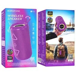 Портативна bluetooth колонка Borofone BR37 TWS з LED підсвічуванням фіолетовий - мініатюра 4