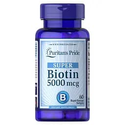 Вітаміни та мінерали Puritan's Pride Biotin 5000 mcg, 60 гелевих капсул
