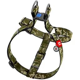 Шлея для собак Waudog Nylon з QR паспортом, малюнок "Мілітарі", пластиковий фастекс, XL - мініатюра 2