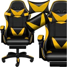 Крісло геймерське PLAYER з підставкою для ніг і масажем Black/Yellow (100015) - мініатюра 2