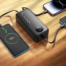 Акумулятор зовнішній Hoco j132B Sabio 30000mAh із вбудованим кабелем чорний - мініатюра 3