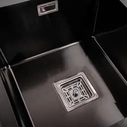 Кухонна мийка Platinum Handmade PVD HDB з нержавіючої сталі 3.0 мм квадратний сифон 78x48x23 см чорна - мініатюра 5