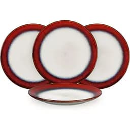 Домашні десертні тарілки Henten, порцеляна, тарілка для торта з 4 предметів, барвистий діаметр 20 см, плоска тарілка для сніданку/