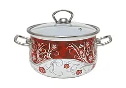 Кастрюля эмалированная Infinity Версаль, со стеклянной крышкой, 24 см, 6,5 л, красный (6510158)