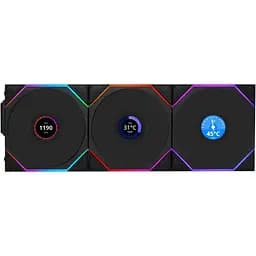 Комплект вентиляторів Lian Li UNI Fan TL WIRELESS LCD 120-3 (G99.12TLLCD1W3B.00) Black