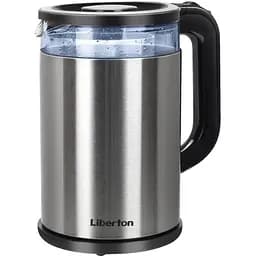 Електрочайник Liberton LEK-6832, чорний/Inox, 1500W, 1.7л, дисковий, подвійна стінка (нержавіюча сталь+скло), автовідключення,