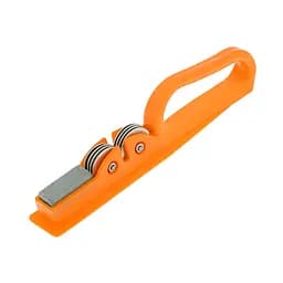 Стругачка для кухонних ножів ручна механічна пластикова зі стругачним каменем Оранжевий, Kitchen Master Помаранчевий 86764