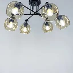 Сучасна люстра із янтарними плафонами | Арт. 51810/6 CH+BK+BR | Line F