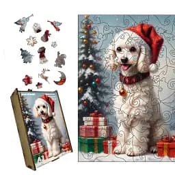 Пазл дерев'яний Пудель Санти, А4, Картонна коробка 100 елементів