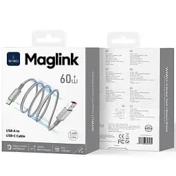Дата кабель WIWU C082 Maglink USB to Type-C 60W 1 м Grey - мініатюра 5