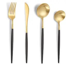 Набор столовых приборов золото Black из нержавеющей стали 18/10 на 4 предмета.
