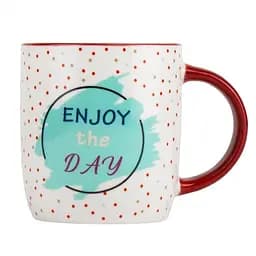 Чашка Elisey Enjoy the day 350 мл (9071-002v) з червоною ручкою  