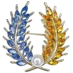 Брошь Колосья пшеницы колоски венок брошь-булавка символ Украины желто-голубая