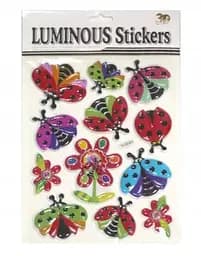 Наклейка пластиковая рельефная флуоресцентная Божья коровка