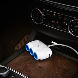 Автомобільне зарядне трійник - розгалужувач HOCO C1 3-в-1 - 3*Sockets + 2*USB - мініатюра 9