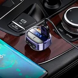 Адаптер автомобільний HOCO car BT FM transmitter E70 3 порти - 2 USB + 1Type-C 30 W - мініатюра 4