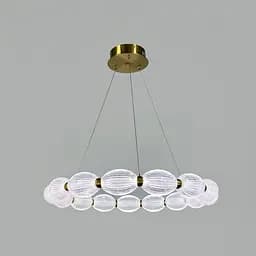 Led люстра з прозорими рельєфними кульками у латунному кільцевому корпусі Ø 58 см | Line F | Арт. MJ343-580 AB+CL