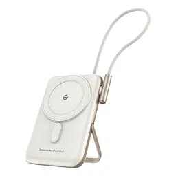 Повербанк 10000mAh Choetech B735 White QC3.0 PD3.0 бездротова магнітна зарядка, вбудований кабель, підставка (43-00150) - мініатюра 1