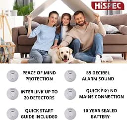 Сигналізація детектора диму HiSPEC 10-річна герметична радіочастота з живленням від батарей - мініатюра 5