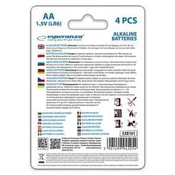 Батарейка Esperanza AA LR6 Alkaline х 4 (EZB101) - мініатюра 3