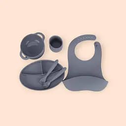 Набор силиконовой посуды для прикорма детей, 6 предметов, Grey