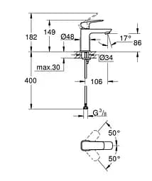 Змішувач для умивальника S-розміру Grohe Cubeo 1016992430 Чорний матовий - мініатюра 5