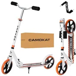 Самокат детский iTrike складной 30х11х87-96 см Бело-оранжевый 000222969