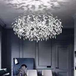 Сучасна підвісна люстра в хромі з серії світильників з флористичних мотивів Ø 100 см | Line F | Арт. MD6007-1000 CH