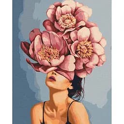 Картина по номерам на підрамнику Brushme Дівчина в квітучій півонії, Mykhailyshyna Daria