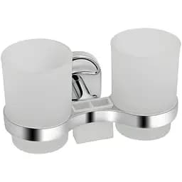 Склянка подвійна Lidz (CRG)-114.04.02 з тримачем зубних щіток білий матовий