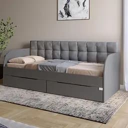 Дитяче односпальне ліжко Lion Л-7 з шухлядами та ламелями 90x200 см Лілі-95 Антрацит (Lion-041096)