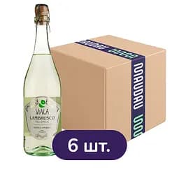 Упаковка игристого вина Viala Lambrusco dell Emilia IGP белого полусладкого 4.5 л (0.75 л х 6 шт.)