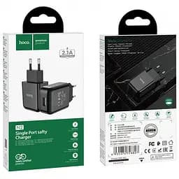 Мережевий зарядний пристрій Hoco N2 Vigour single port charger 1 USB, 2,1 A Black - мініатюра 4