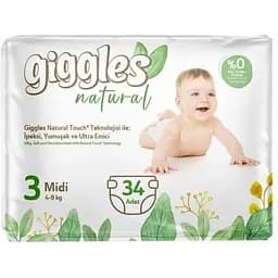 Подгузники Giggles Natural 3 Midi 4-9 кг 34 шт (8680131206391)