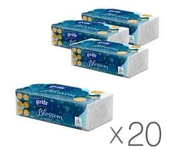 Grite Blossom, Упаковка 20 шт. х 120 аркушів, Паперові рушники Гріте Блоссом, 2-шарові, V-складання, білі, 220х230 мм
